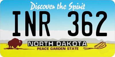 ND license plate INR362