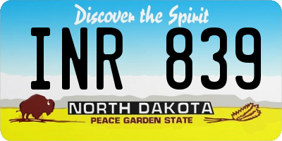 ND license plate INR839