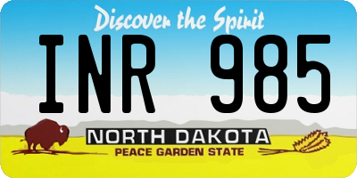 ND license plate INR985