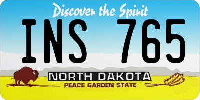 ND license plate INS765