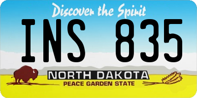 ND license plate INS835