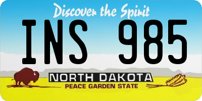 ND license plate INS985
