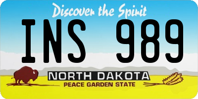 ND license plate INS989