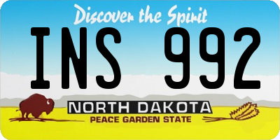 ND license plate INS992