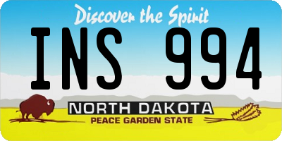 ND license plate INS994