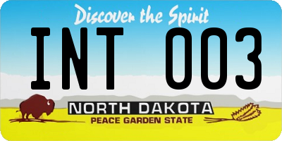 ND license plate INT003