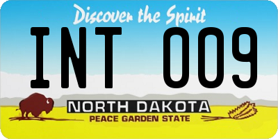 ND license plate INT009