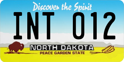 ND license plate INT012