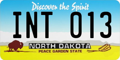 ND license plate INT013