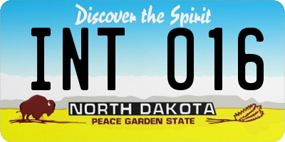 ND license plate INT016