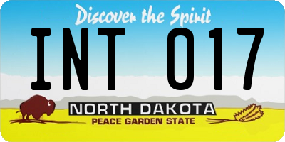 ND license plate INT017