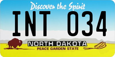 ND license plate INT034