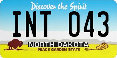 ND license plate INT043