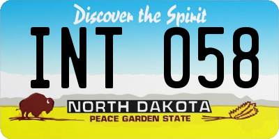 ND license plate INT058