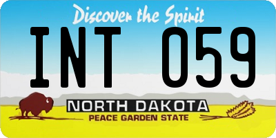 ND license plate INT059