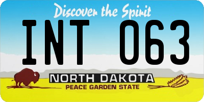 ND license plate INT063