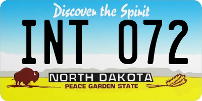 ND license plate INT072
