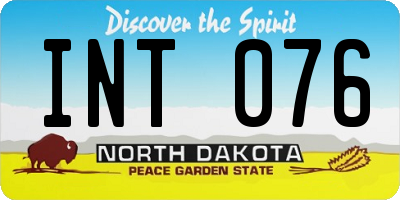 ND license plate INT076