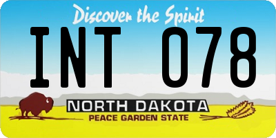 ND license plate INT078