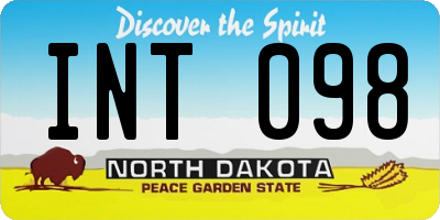 ND license plate INT098
