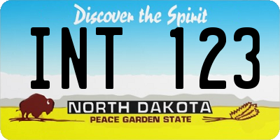 ND license plate INT123