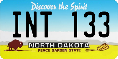 ND license plate INT133