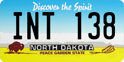 ND license plate INT138