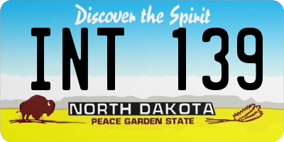 ND license plate INT139