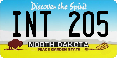 ND license plate INT205