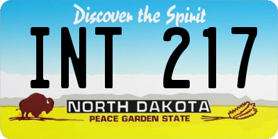 ND license plate INT217