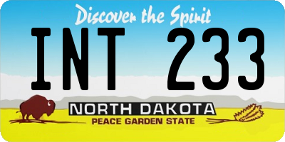ND license plate INT233