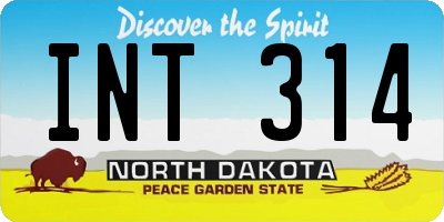 ND license plate INT314