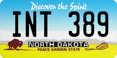 ND license plate INT389