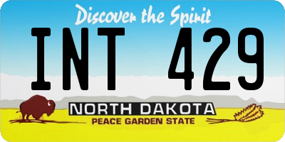 ND license plate INT429