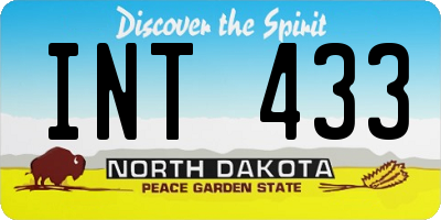 ND license plate INT433