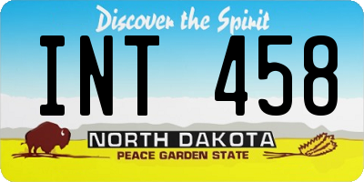 ND license plate INT458