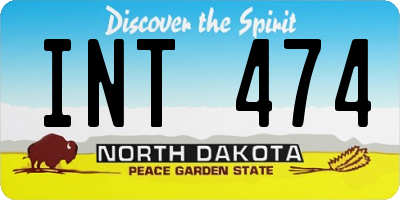 ND license plate INT474