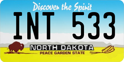 ND license plate INT533