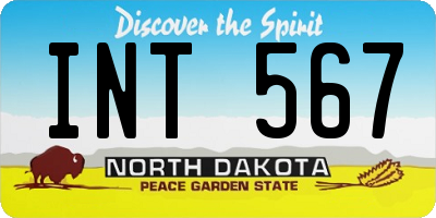 ND license plate INT567
