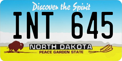 ND license plate INT645