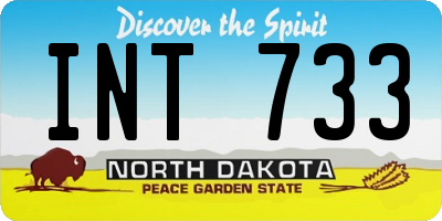 ND license plate INT733