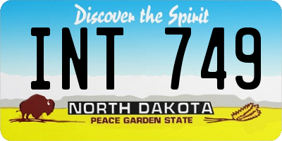ND license plate INT749