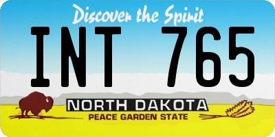 ND license plate INT765