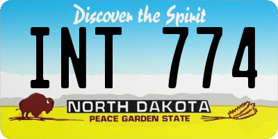 ND license plate INT774