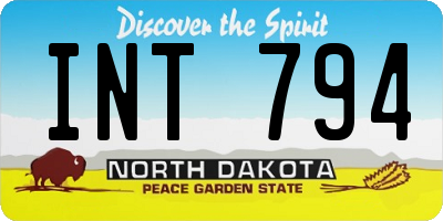 ND license plate INT794