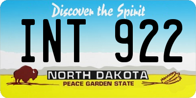 ND license plate INT922