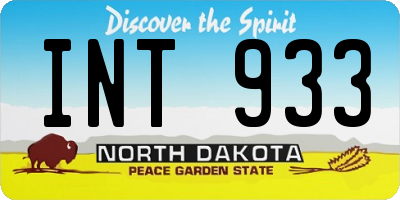 ND license plate INT933