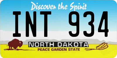 ND license plate INT934