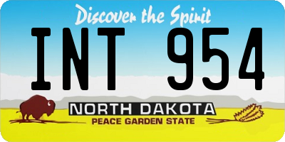 ND license plate INT954