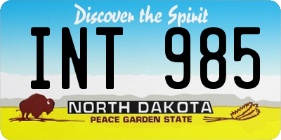 ND license plate INT985